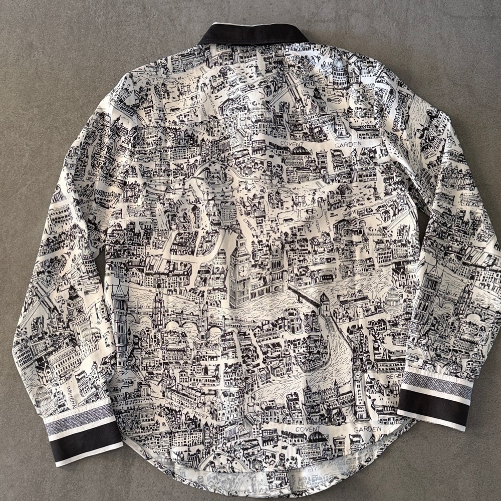 Talbots London Map Button Front Shirt - Picture 7 of 7